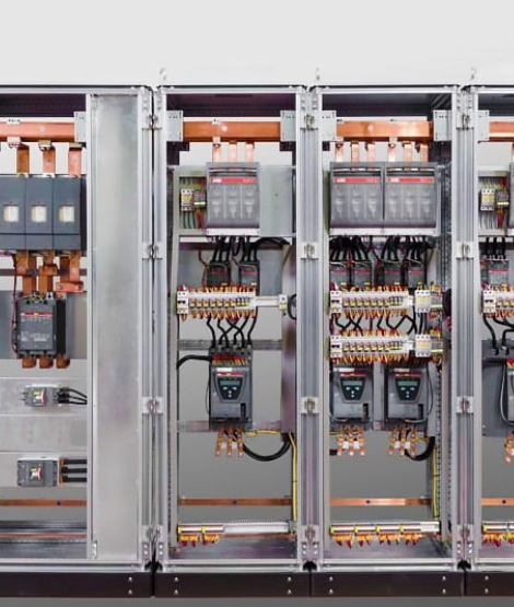 A collection of LV and MV switchgear components